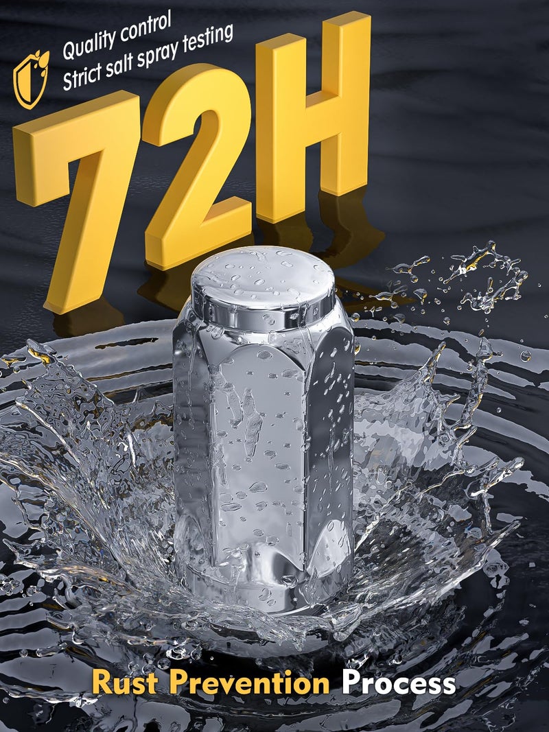 MIKKUPPA M14x1.5 Lug Nuts with Cone Seat 19mm (3/4") Hex Wheel Lug Nuts Compatible with Chevrolet Silverado Suburban 1500 Ford Expedition F-150 Ram 1500 & More (32, Chrome) - Image 3