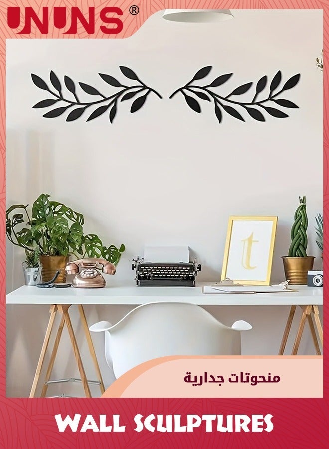 UNUNS 2-Piece Metal Tree Leaf Wall Decor,Vine Olive Branch Art Wrought Iron Scroll Above The Bed,Living Room,Outdoor Decor - Image 3
