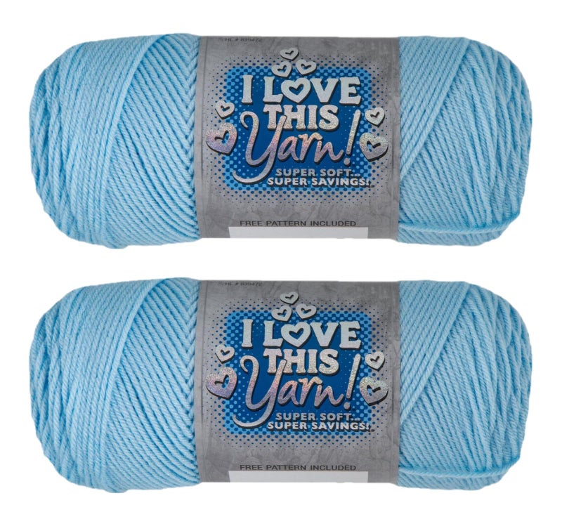 Hobby Lobby I Love This Yarn - 4 Medium 100% Acrylic Yarn for Crocheting & Knitting Blankets, Hats & Accessories, Set of 2, 70 Soft Blue - Image 1