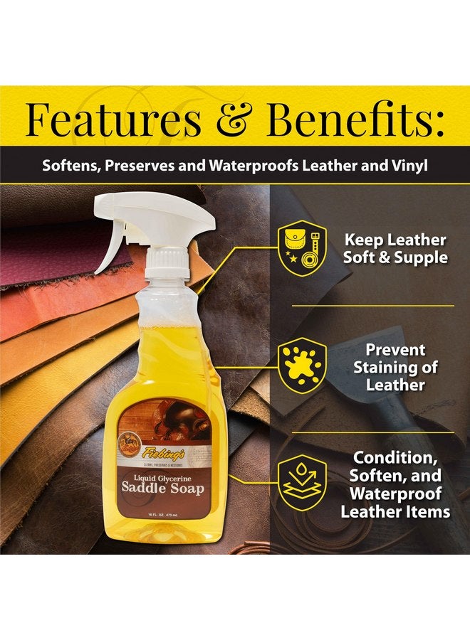 تاف 1 منظف معدات فيبينج - صابون الجلسرين السائل للسرج للجلد (16 أونصة) - منظف ومرطب للجلد الناعم لتنعيم وحماية واستعادة صناعة الجلود - لمقعد السيارة والأحذية والمحفظة والأحذية الطويلة والسروج - Image 4