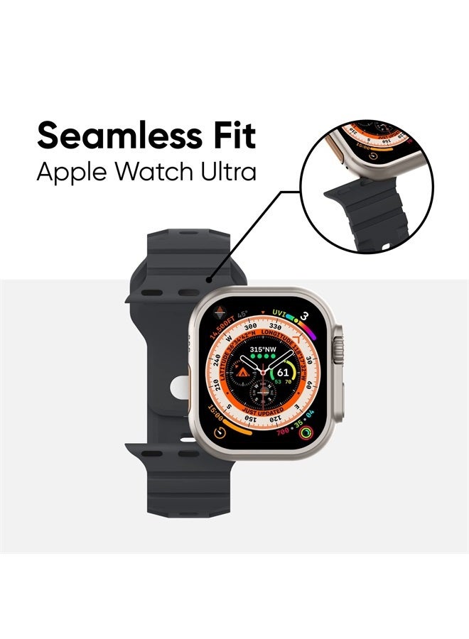 Suitisbest أشرطة رياضية متوافقة مع ساعة آبل الترا 49 مم 45 مم 44 مم 42 مم للرجال والنساء، أساور سيليكون مقاومة للماء بديلة لساعة آبل سيريز 8 7 6 5 SE الترا، رمادي غامق/برتقالي - Image 3