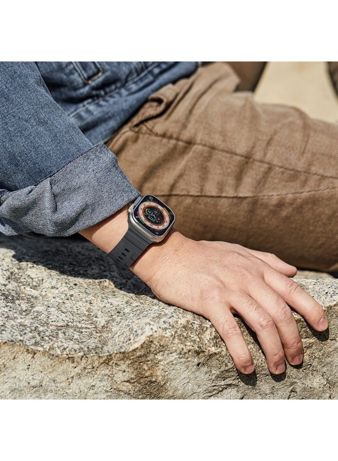 Suitisbest أشرطة رياضية متوافقة مع ساعة آبل الترا 49 مم 45 مم 44 مم 42 مم للرجال والنساء، أساور سيليكون مقاومة للماء بديلة لساعة آبل سيريز 8 7 6 5 SE الترا، رمادي غامق/برتقالي - Image 4