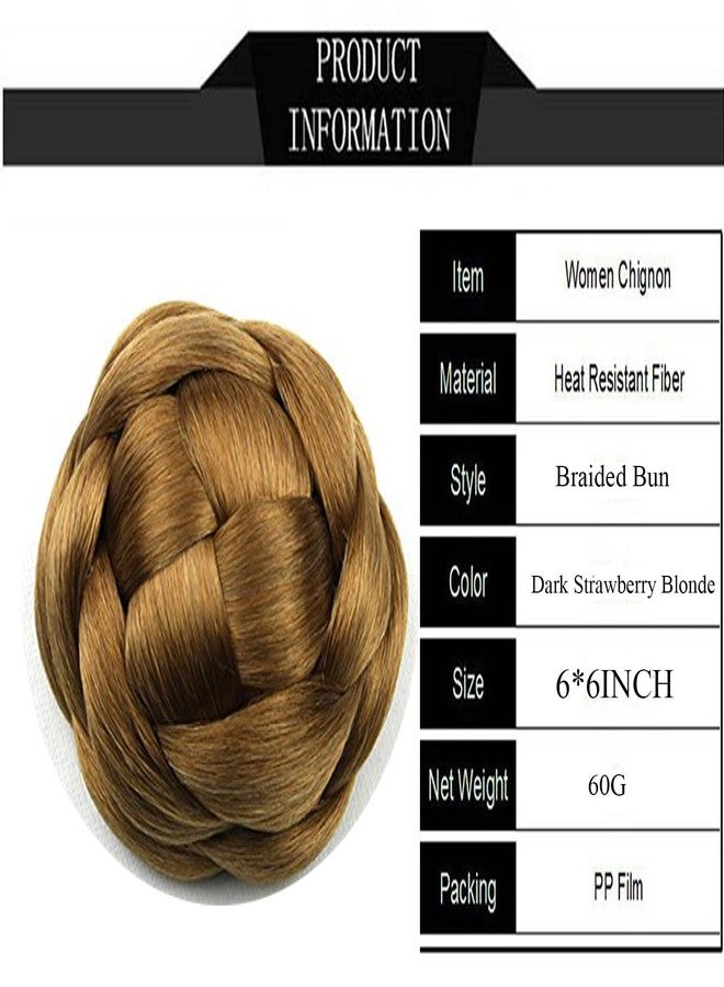 فانين ربطة شعر صناعية على شكل كعكة، ربطة شعر طبيعية مضفرة على شكل كعكة دونات، وصلات شعر على شكل كعكة، تسريحة شعر مرفوعة على شكل كعكة فضائية للنساء (أشقر فراولة داكن) - Image 2