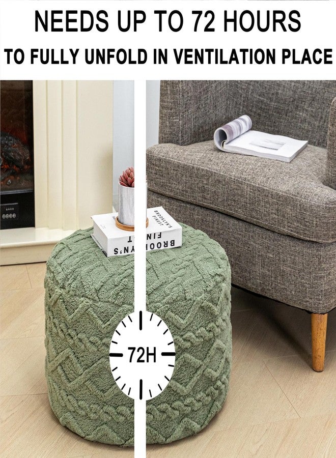 Poofieotto Round Pouf Ottoman Stuffed 20x12 Inches Floor Pouf Chair for Living Room Bedroom Modern Foam Pouf Ottoman Foot Rest for Couch Home Decor Pouffe Sage Green - Image 5