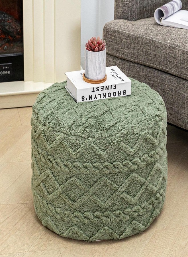Poofieotto Round Pouf Ottoman Stuffed 20x12 Inches Floor Pouf Chair for Living Room Bedroom Modern Foam Pouf Ottoman Foot Rest for Couch Home Decor Pouffe Sage Green - Image 2
