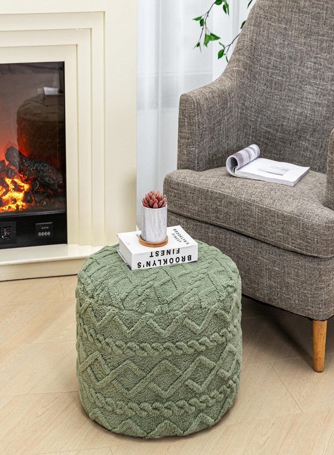 Poofieotto Round Pouf Ottoman Stuffed 20x12 Inches Floor Pouf Chair for Living Room Bedroom Modern Foam Pouf Ottoman Foot Rest for Couch Home Decor Pouffe Sage Green - Image 3