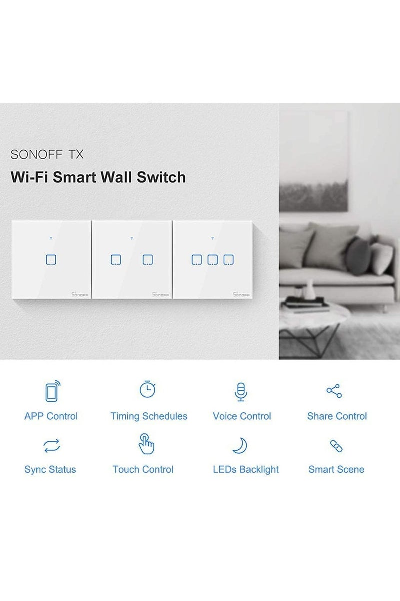 SONOFF SONOFF T0 Intelligent Switch EU/UK/US AC 100-240V 1/2/3 Gang TX Series WIFI Wall Switch 433Mhz RF Remote Controlled Wifi Switch Intelligent Home Switch - Image 3