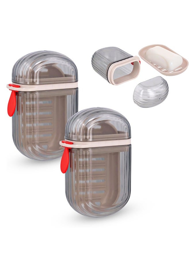 علبة صابون سفر مكونة من قطعتين، حامل صابون محمول، حاوية صابون محمولة مع غطاء، علبة صابون سفر مع غطاء - Image 1