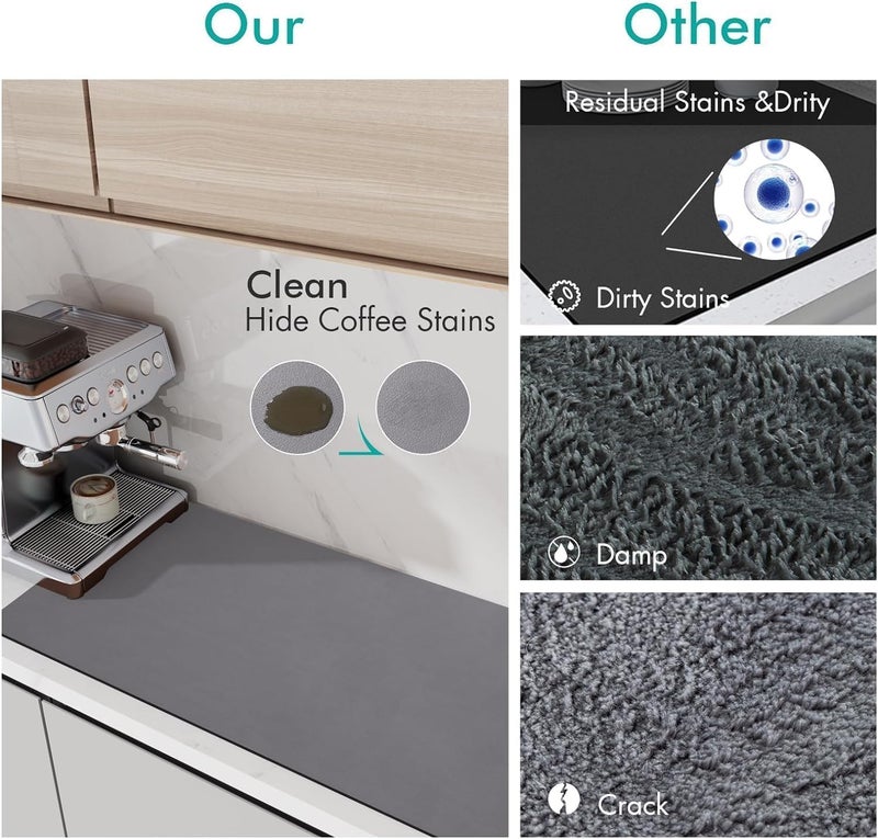 Samtrish Dish Drying mat for Kitchen Water Absorbent mat Drying mat for Kitchen Utensils Large Dry mat for Kitchen Utensils Drying mat Water Absorbent mats for Kitchen Items Black 1 - Image 2