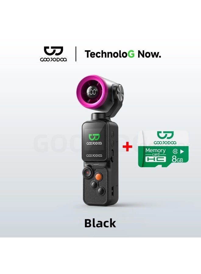 GOOJODOQ GFS025 Handheld Camera Cooling Fan with 2500mAh Rechargeable Battery, 100 Adjustable Speed Levels, Strong Wind Portable Mini Fan for Camera, Photography, Video Recording, Live Streaming, Vlogging, Black with 8GB Memory Card - Image 1