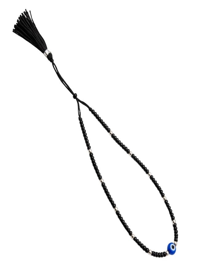 DARSHRAJ 925 Sterling Silver Black Thread Anklet Kala Dora Anklet for Girls and Women with Silver Ball Evil Eye Design - Image 1