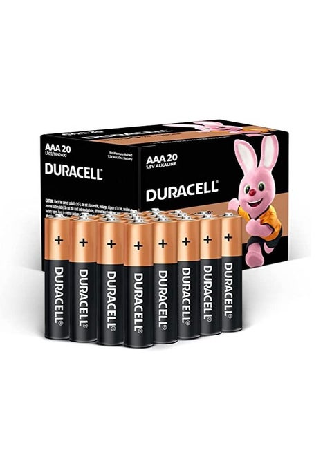 Duracell - AAA 1.5V Alkaline LR03 / MN2400 بطاريات طويلة الأمد - عبوة من 20 إلى 10 سنوات من الصلاحية