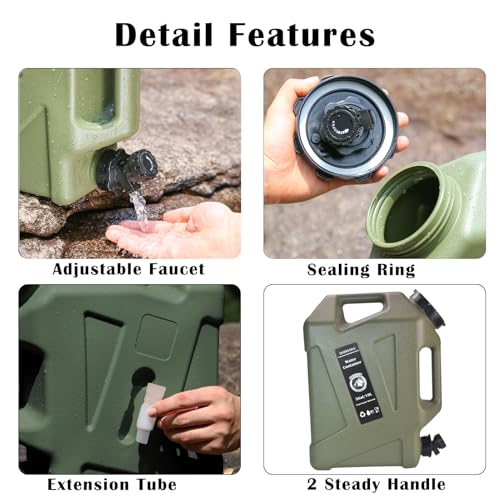 SLOYUNLU 5 Gallon Water Jug with Spigot BPA Free LeakProof Camping Water Container Portable Emergency Water Storage for Outdoor Hiking Camping Home Use Camping Essentials - Image 3