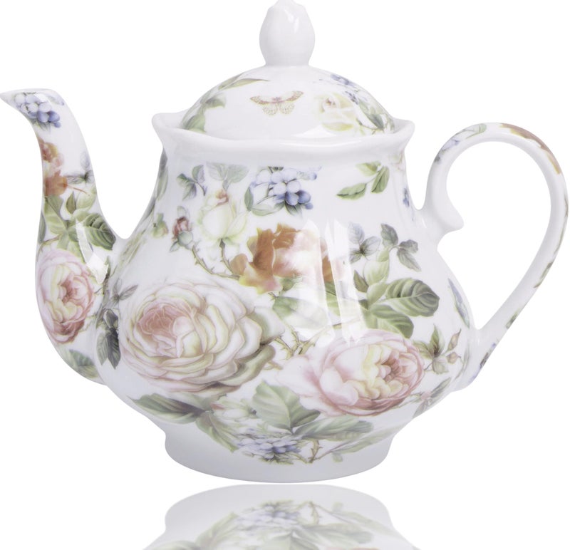 European Style Ceramic Teapot Coffee Pot Water Pot Porcelain Vintage Gift Tea Pot Sunlight Rose
