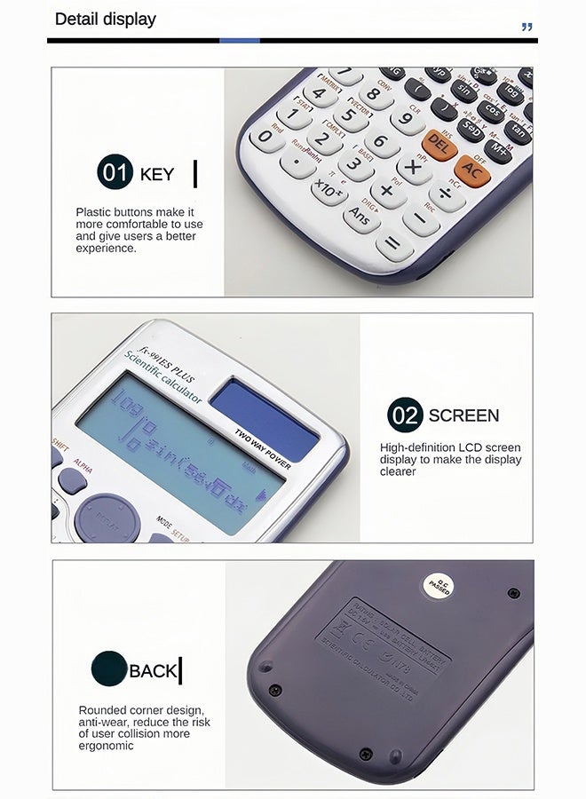 BELANO FX-991ES Plus Scientific Calculator, 417 Functions, Dual Power, Textbook Display for School & Office - Image 4