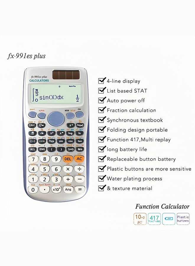 BELANO FX-991ES Plus Scientific Calculator, 417 Functions, Dual Power, Textbook Display for School & Office - Image 3
