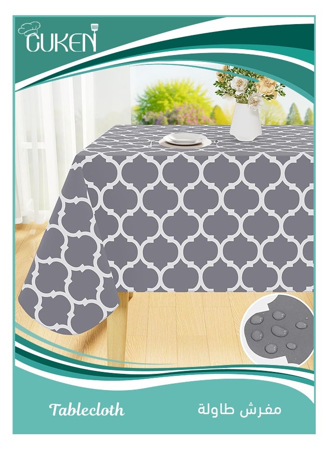 Cuken Rectangle Tablecloth, Waterproof Vinyl Tablecloths with Flannel Backing for Rectangle Tables, Wipeable Spill Proof Plastic Tablecloth for Dining, Camping, Indoor and Outdoor, 152x213 Cm  - Image 1
