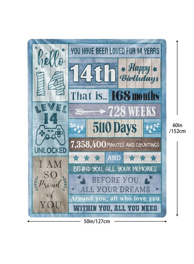 Biapian 14th Birthday Gifts for Boys, 14th Birthday Blanket for Boy 14 Year Old Boy Gift Ideas Birthday Decorations for Boy Blanket Gifts for 14 Year Old Birthday Gift for Boy Son Grandson 50"x60"  - Image 2
