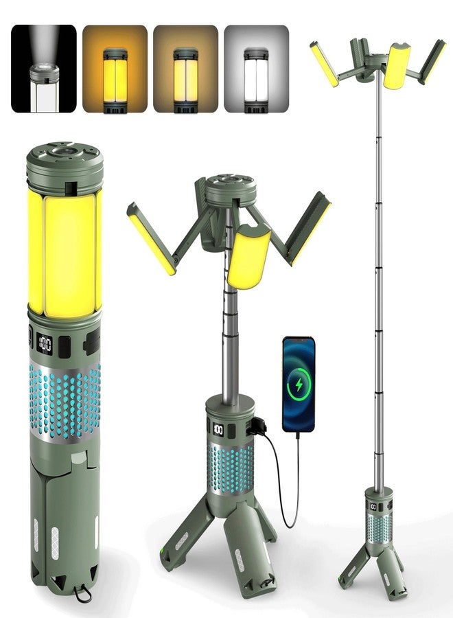 Tesmax Telescopic Camping Lights, Rechargeable Camping Lights with Stand,12000mAh Collapsible Camping Lanterns, Magnetic Base Portable Flashlights IPX5 Waterproof for Camping,Hiking,Emergency Use - Image 1