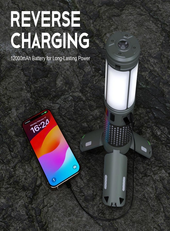 Tesmax Telescopic Camping Lights, Rechargeable Camping Lights with Stand,12000mAh Collapsible Camping Lanterns, Magnetic Base Portable Flashlights IPX5 Waterproof for Camping,Hiking,Emergency Use - Image 4