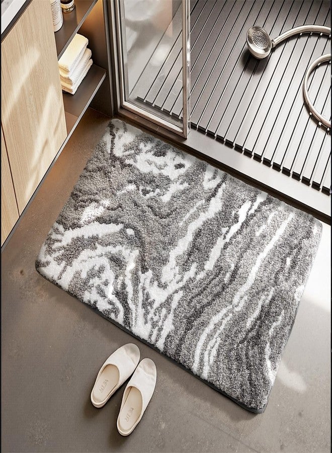Ankah Luxurious Nordic Bathroom Rug, Extra Soft Fluffy Bath Mat, Absorbent, Non-Slip, Comfortable, Easy to Care and Fast Drying. Modern Style Marble Pattern Shower Rug, Home Decor Accessories (Gray) - Image 2