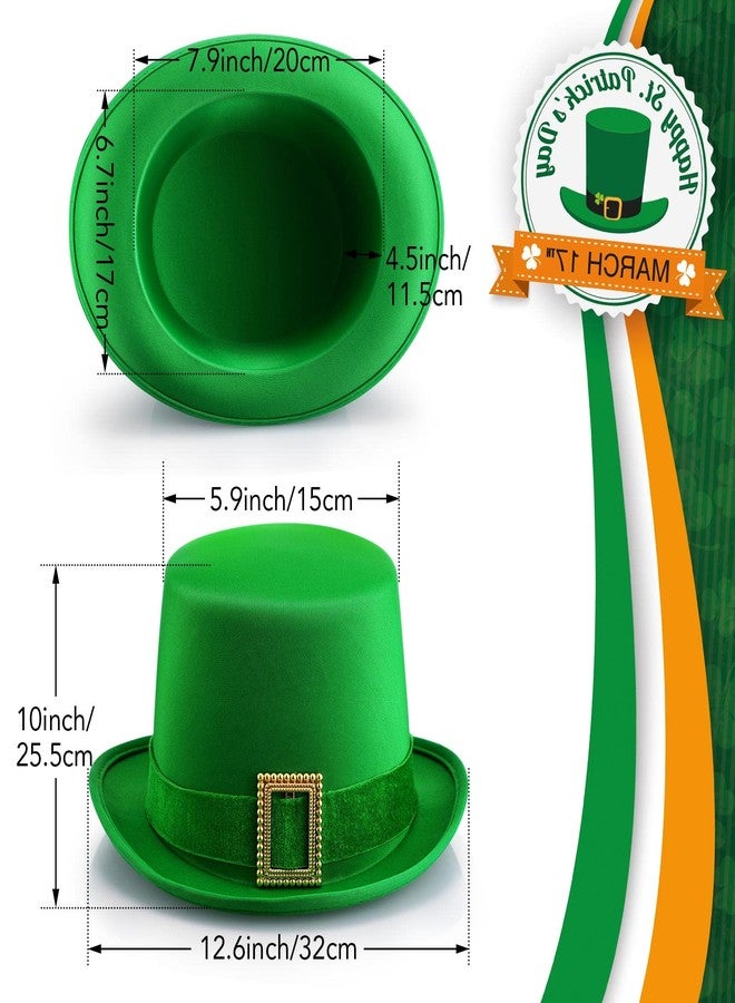 Kigeli 12 Pack St. Patrick's Day Leprechaun Top Hat Green Leprechaun Velvet Hat with Buckle for Halloween Costume (Clover Style) - Image 2