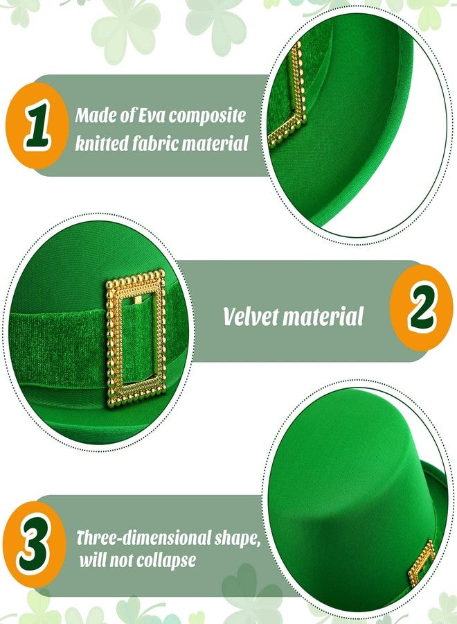 Kigeli 12 Pack St. Patrick's Day Leprechaun Top Hat Green Leprechaun Velvet Hat with Buckle for Halloween Costume (Clover Style) - Image 4