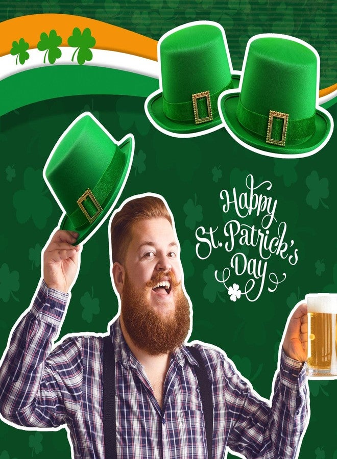 Kigeli 12 Pack St. Patrick's Day Leprechaun Top Hat Green Leprechaun Velvet Hat with Buckle for Halloween Costume (Clover Style) - Image 3
