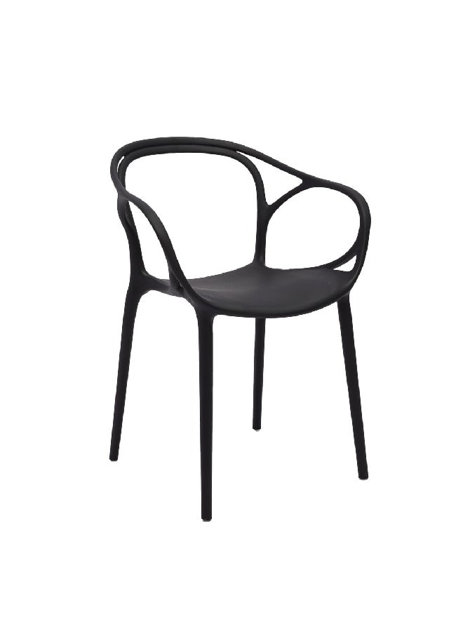 LIVING ACCENT Muiz High-Quality and Durable Outdoor Arm Chair Black 81 x 57.5 x 54 cm 371-APP #03 BLACK