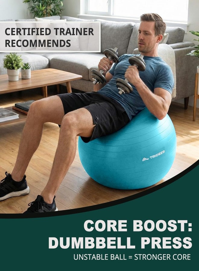 Trideer Exercise Ball (45-85cm) Extra Thick Yoga Ball Chair, Anti-Burst Heavy Duty Stability Ball Supports 2200lbs, Birthing Ball with Quick Pump (Office & Home & Gym) - Image 4