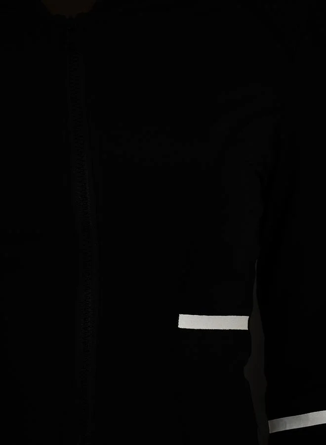 Styli Active Reflective Arm and Pocket Strip Shoulder Mesh Detail Hooded Jacket