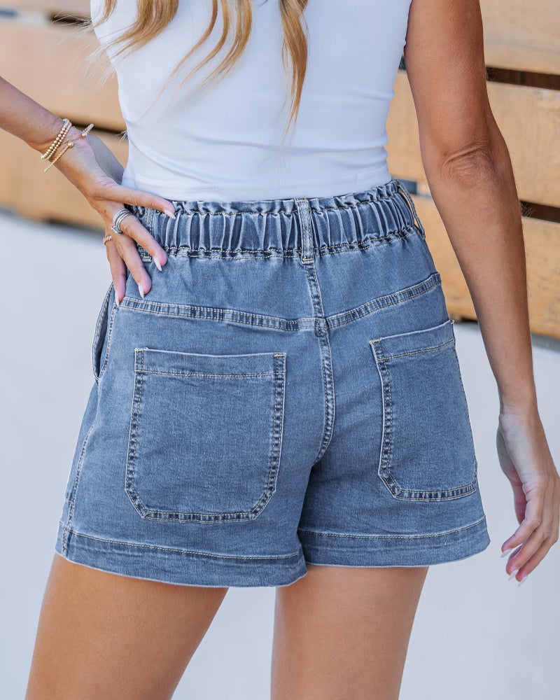 luvamia High Waisted Shorts Women Denim Cute Jean High Waisted Pull On Jorts Plus Size Womens Jeans Shorts Lakeside Blue Size X-Large US 16 to 18 - Image 3
