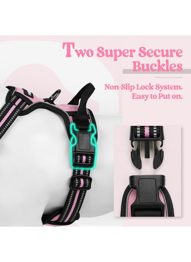 Rabbitgoo rabbitgoo Dog Harness No Pull with 2 Leash Clips, Adjustable Soft Padded, Reflective Oxford No Choke Pet Vest with Easy Control Handle for Medium Sized Dogs, Pink, M  - Image 3