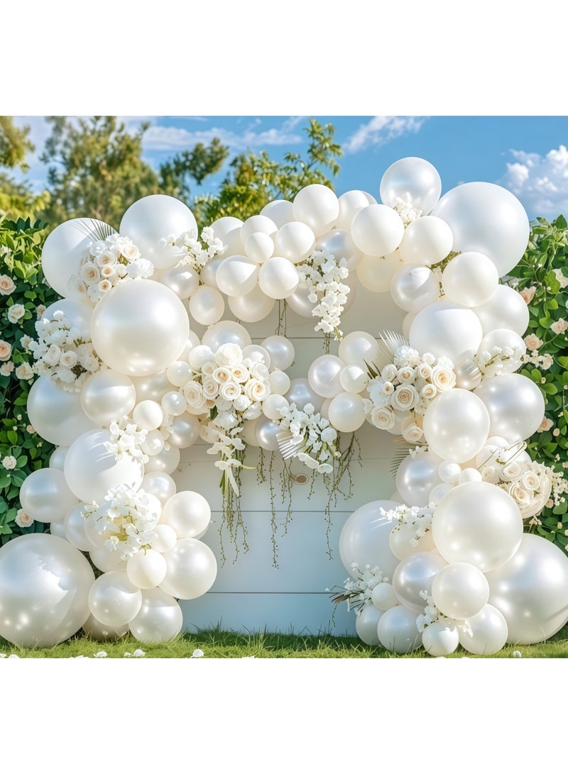 Balloon World White latex balloon arch and garland decoration kit – perfect for background decorations at graduation ceremonies, baby showers, weddings, birthday parties, and bachelorette parties – suitable for both indoor and outdoor use. - Image 1