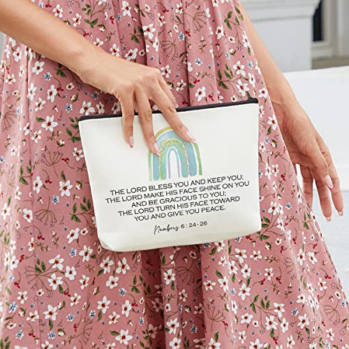 fkovcdy Christian Gifts for Women Bohemian Makeup Bag Christian Religious Gifts Inspiring Bible Verses Birthday Gifts for Daughters Friends Sister Christmas Gifts God Bless You Numbers 6:24-26 - Image 4