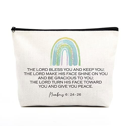 fkovcdy Christian Gifts for Women Bohemian Makeup Bag Christian Religious Gifts Inspiring Bible Verses Birthday Gifts for Daughters Friends Sister Christmas Gifts God Bless You Numbers 6:24-26 - Image 1