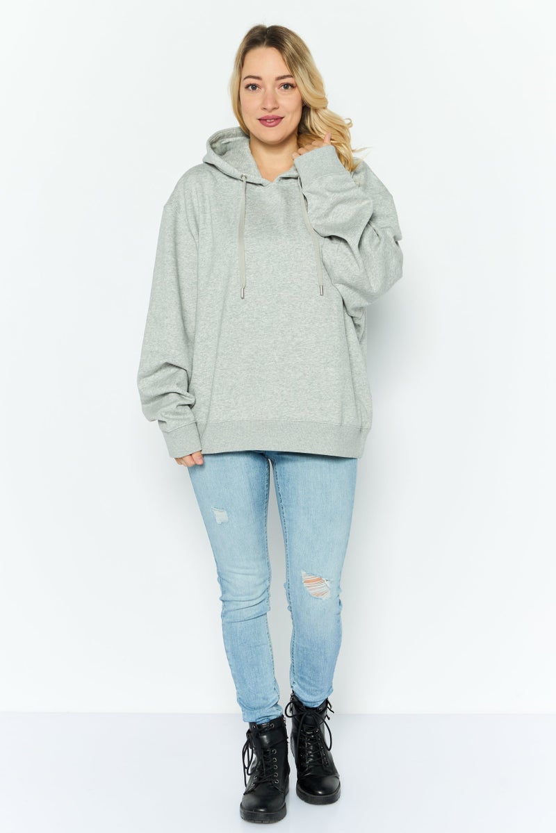 ESPRIT Women Hooded Heather Long Sleeves Sweatshirt, Grey - Image 2