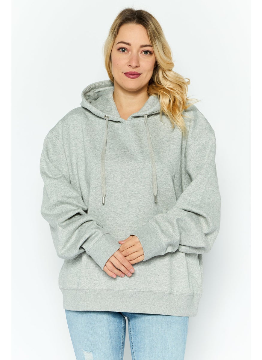 Women Hooded Heather Long Sleeves Sweatshirt, Grey - pzsku/ZBCBF120AB429D8027213Z/45/_/1737642056/3907cc09-3856-45c6-b00b-c6f10bda5cb7