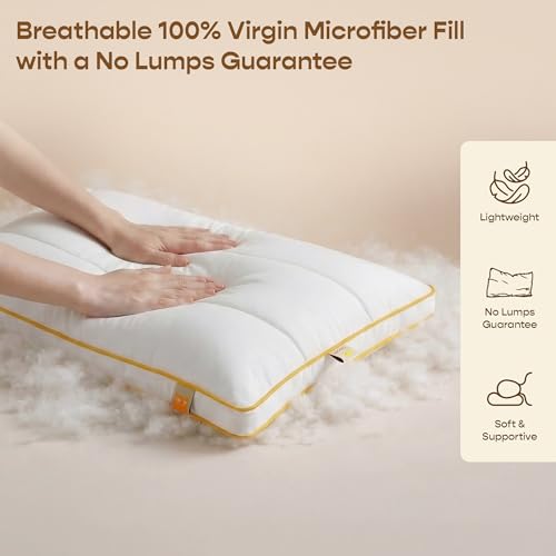 SleepyCat Slim Pillow with Microfiber, Designed for Neck and Spine Alignment | Ideal for Minimal Elevation | Luxe Microfibre Pillow | Machine Washable |1-Piece, Standard Size, 26x16 inches - Image 4