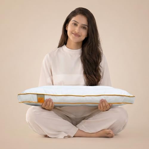 SleepyCat Slim Pillow with Microfiber, Designed for Neck and Spine Alignment | Ideal for Minimal Elevation | Luxe Microfibre Pillow | Machine Washable |1-Piece, Standard Size, 26x16 inches - Image 1