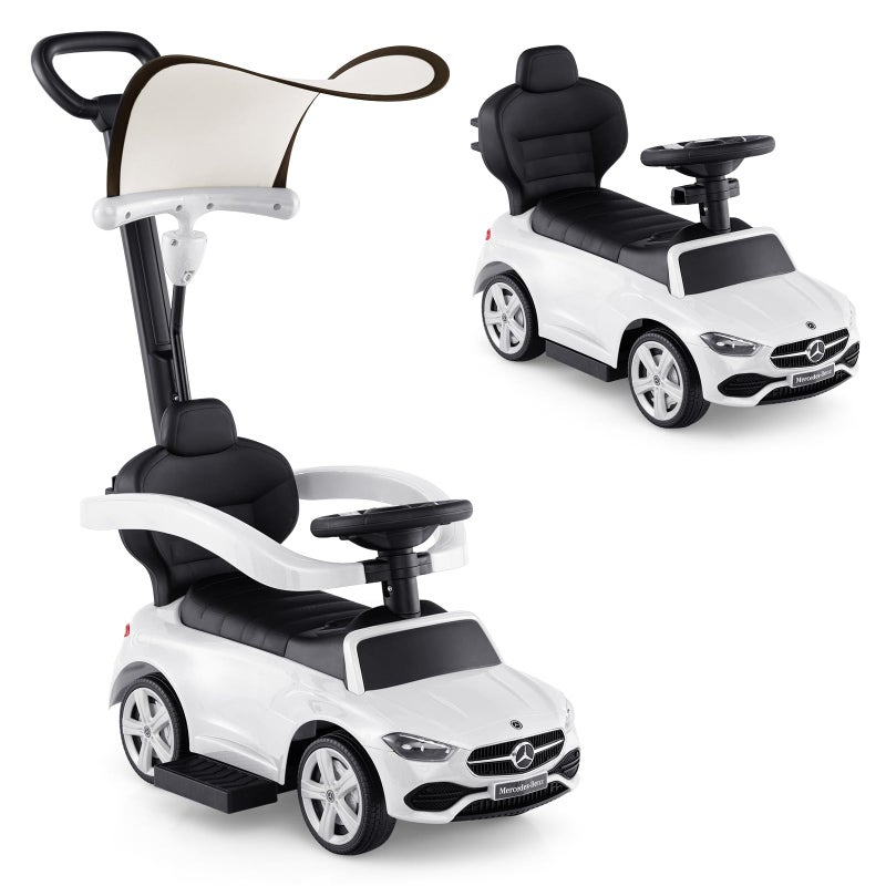 INFANS Licensed Mercedes Benz Push Car for Toddlers by INFANS 3 in 1 Sliding Walking Car with Push Handle Horn Music Underneath Storage FoottoFloor Ride on Toys for Boys Girls White - Image 3