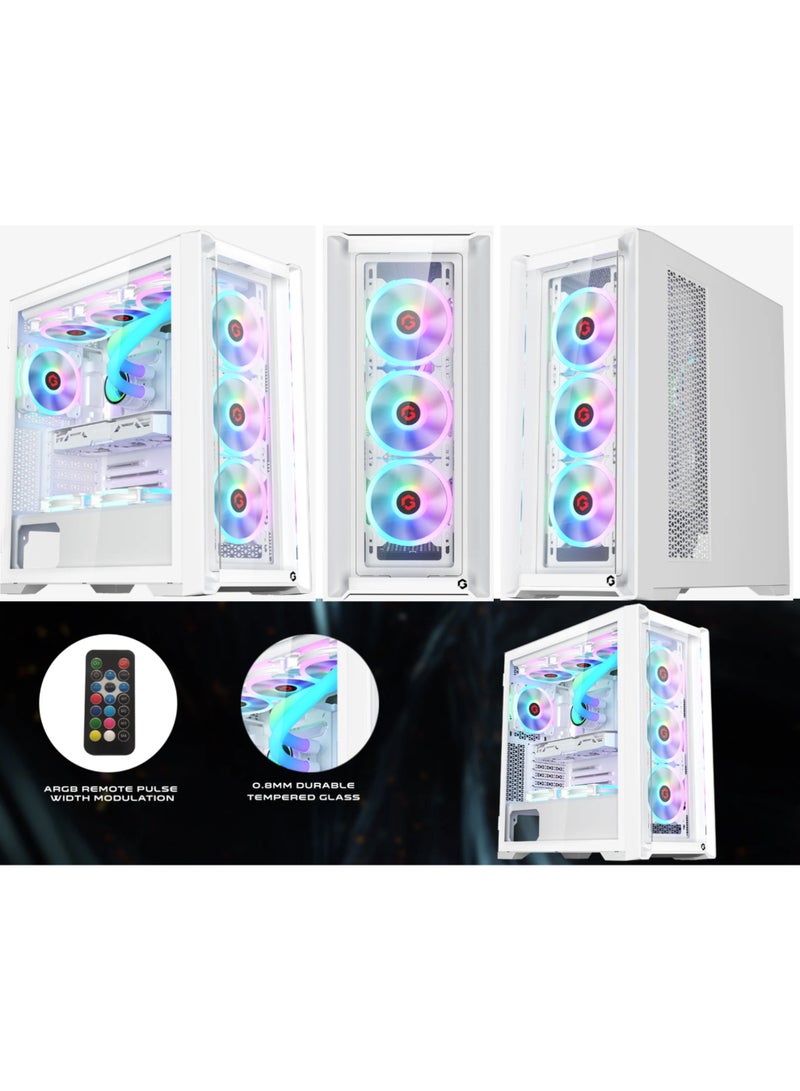 GAMEON جهاز الكمبيوتر للألعاب GAMEON | معالج Intel Core i5-12400F | 16GB DDR5 RAM | 1TB NVMe3 SSD | RTX 3050 6GB | H610M DDR5 | مبرد سائل 240mm | 650W PSU | واي فاي | صندوق Vortex A | ضمان لمدة سنة | أبيض - Image 3