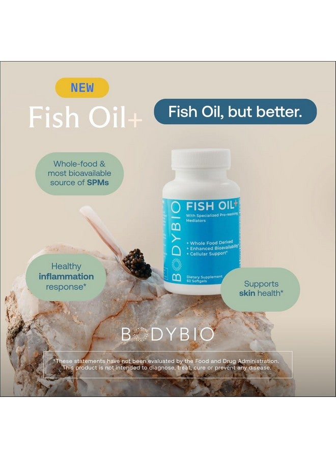 BodyBio BodyBio Fish Oil+ with Specialized Pro-resolving Mediators - Support Healthy Inflammation Response - Herring Caviar Extract for Skin Health, Joint Comfort and Brain Health - 60 Softgels  - Image 5