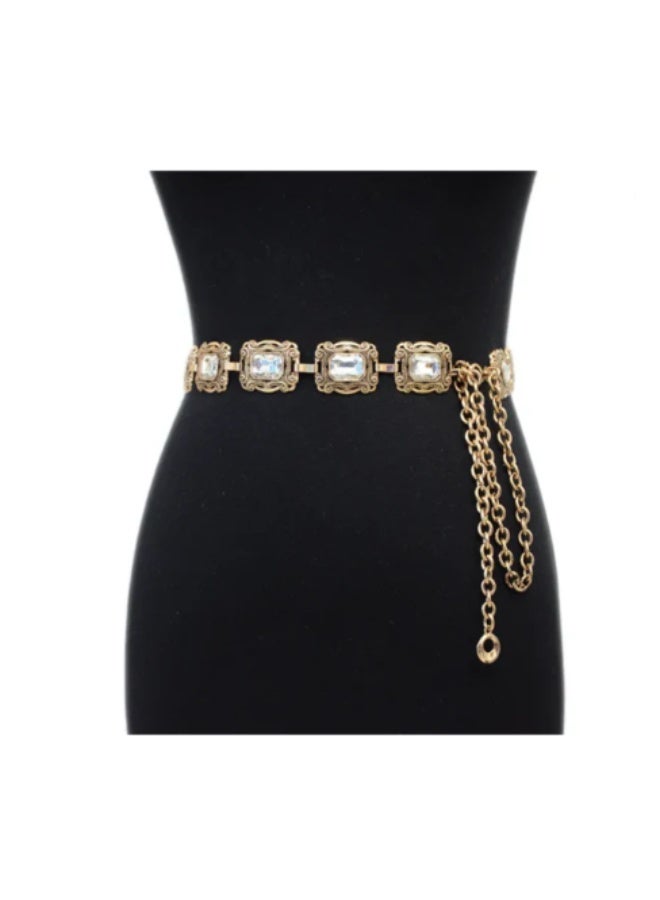 Antique Gold Rectangular Belly Chain Belt - Image 3