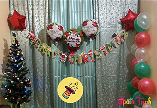 Atpata Funky Atpata Funky Christmas Party Paper Fans for Santa Claus Theme Xmas Party Decoration and Wall Backdrop Set of 6 Pcs Merry Christmas Banner - Image 3
