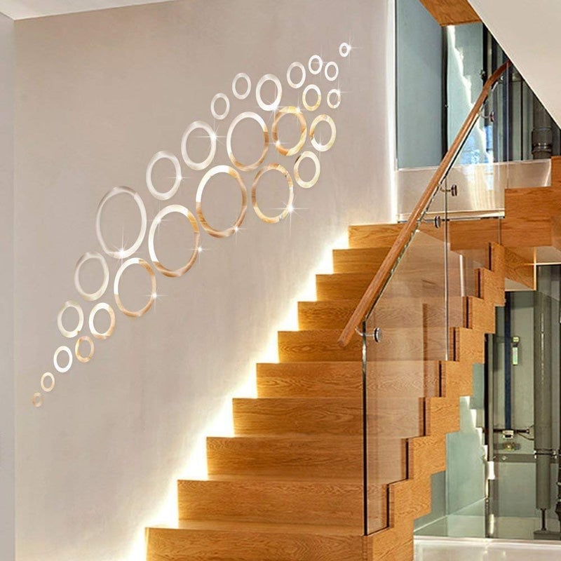 Atulya Arts Atulya Arts Rings And Dots Pack Of 30 3D Acrylic Reusable SelfAdhesive Sticker 3D Acrylic Reusable SelfAdhesive Sticker s For Wall Silver - Image 1