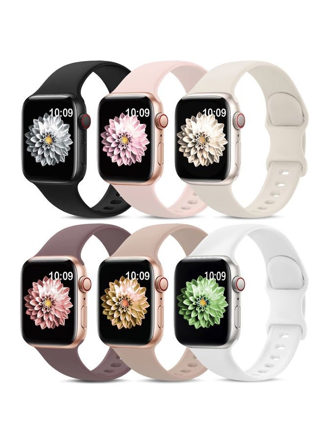 AMSKY 6 Pack Sport Bands Compatible with Apple Watch Band 38mm 40mm 41mm 42mm 44mm 45mm 49mm,Soft Silicone Waterproof Strap Compatible with iWatch Apple Watch Series 9 Ultra 8 7 6 5 4 3 2 1 SE Women Men - Image 1