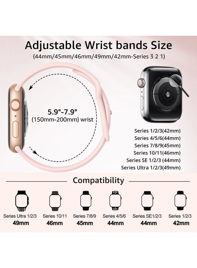 AMSKY 6 Pack Sport Bands Compatible with Apple Watch Band 38mm 40mm 41mm 42mm 44mm 45mm 49mm,Soft Silicone Waterproof Strap Compatible with iWatch Apple Watch Series 9 Ultra 8 7 6 5 4 3 2 1 SE Women Men - Image 2