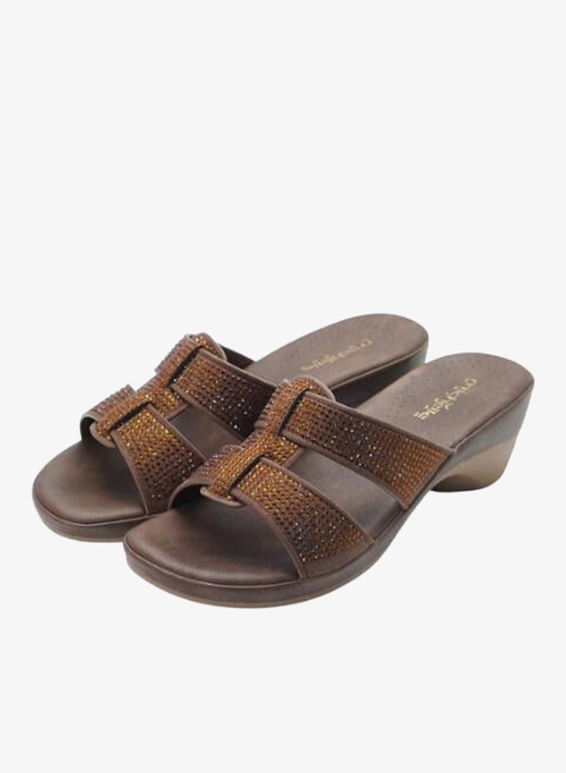 Michelle Morgan 092-3111 Michelle Morgan Ladies Mid Heel Sandals 514RJ313 Brown - Image 1