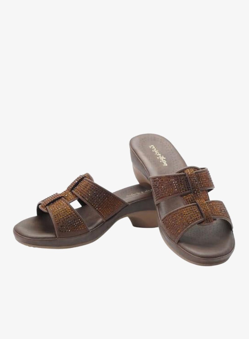 Michelle Morgan 092-3111 Michelle Morgan Ladies Mid Heel Sandals 514RJ313 Brown - Image 2